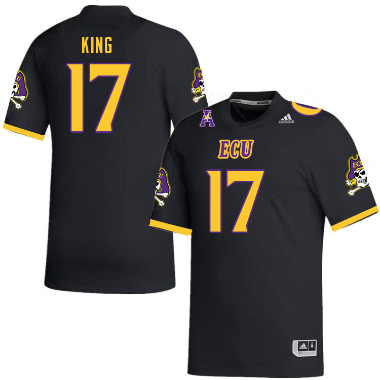 Men #17 Devon King ECU Pirates College Football Jerseys Stitched Sale-Black